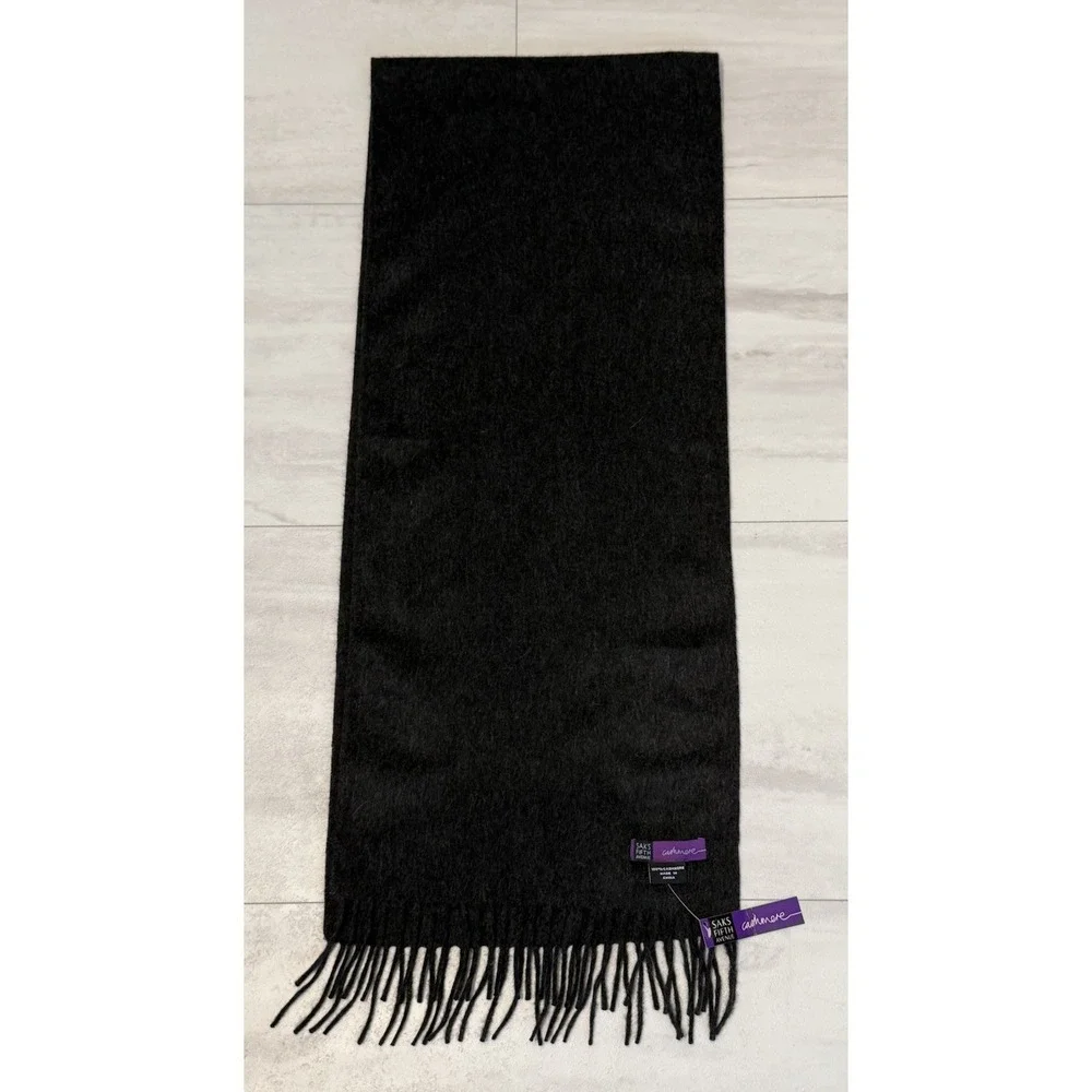 Sak's Cashmere Scarf Dark Gray 12.5
